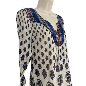 Lucky Brand Bohemian 3/4 Sleeve Floral Tunic Blouse Women's Small XC!! Fast Ship
